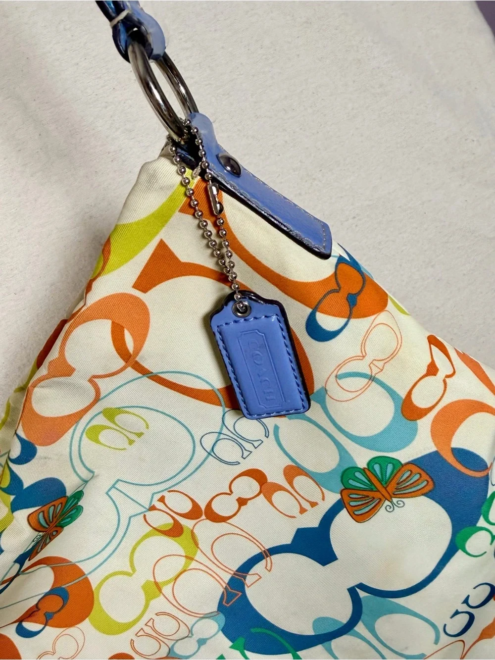 Coach Optic Print/Coach Butterfly Crossbody with Blue Strap